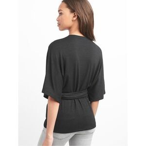 GAP Black Softspun Kimono Wrap Blouse NWT Size Small Athleisure Summer Casual